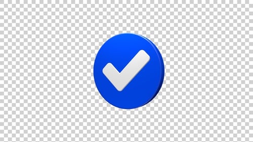 Animated 3D Blue Checkmark Icon Rotation