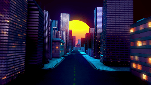 Cidade retrô voando