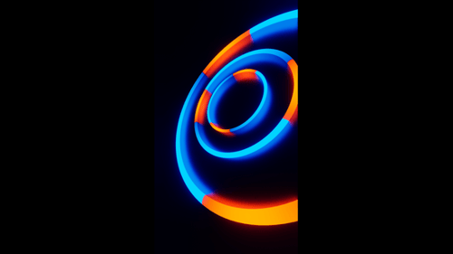 Vertical video blue and orange neon circles loop animation background