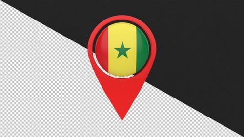 Senegal Flag Map Pin 3D Location Marker Animation
