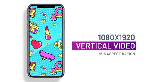 Retro 90s Pop Art Seamless Vertical Loop Background