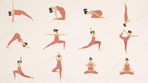 Animated Pregnant Women Yoga Poses Flat Design Illustrations