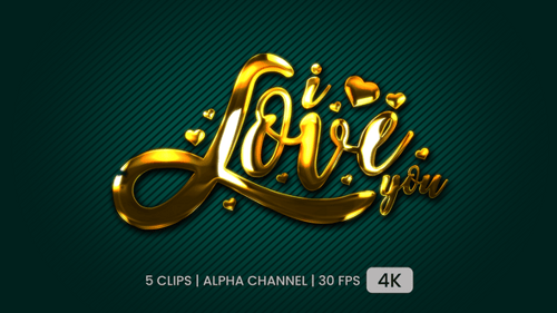 I Love You Gold Text Animation