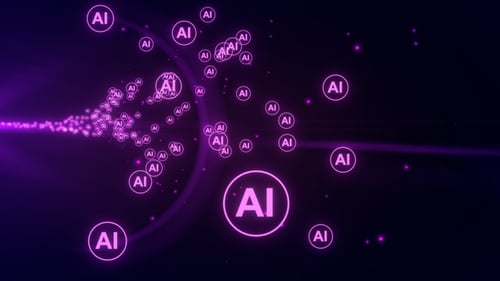 AI Artificial Intelligence Digital Data Flow Neon Technology Background