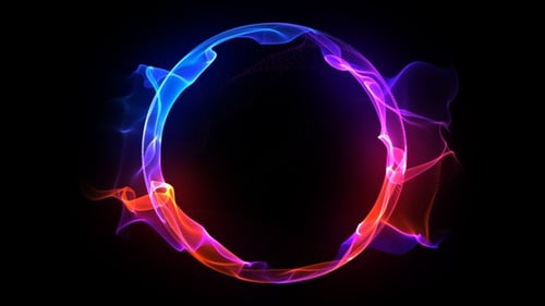 Colorful neon particle 3d sphere in space. Science, artificial intelligence, neural networks