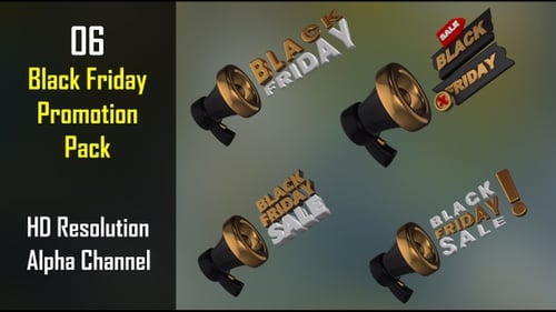 Animated 3D Black Friday Sale Megaphone Titles