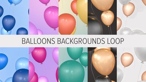 Animated Looping Balloons Backgrounds in Multiple Colors