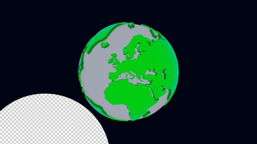Globe Green Transparent Background Loop