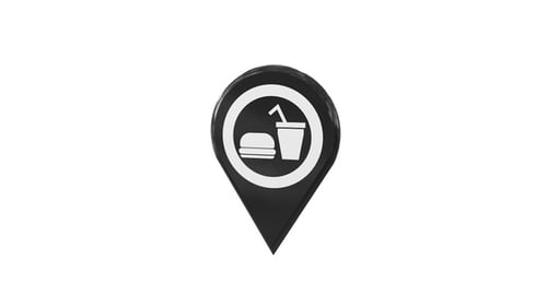 Food Court Map Location Pin Black V10