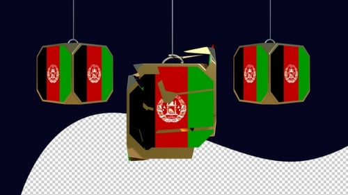 Decorative Afghanistan Flag Lantern Object 3D Reveal Animation