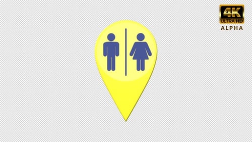 3D Rotating Map Pin with Male and Female Restroom Sign