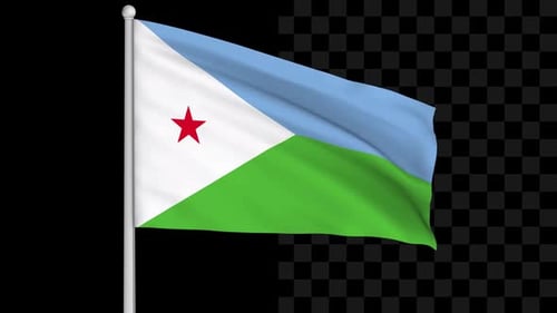 Djibouti National Flag Waving Animation with Alpha Channel