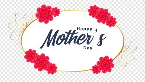 Happy Mother's Day Golden Frame with Animated Flowers