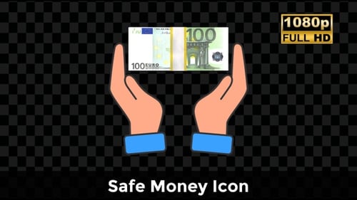 Animated Cartoon Hands Presenting Rotating Euro Bills