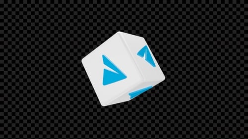 3D Rotating Logo Cube with Paper Plane Icon Animation