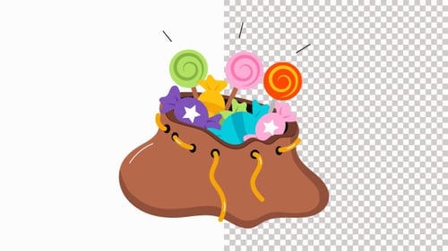 Sack Full Of Candies Animation Alpha Channel