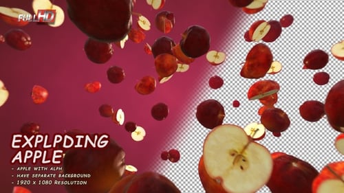 Exploding Apple Fruit with Alph Full HD