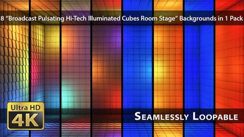 Broadcast Pulsating Hi-Tech Illuminated Cubes Room Stage - Pack 02