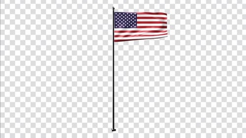 Waving American Flag on Flagpole Animation