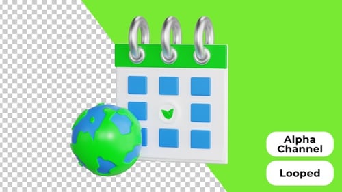 3D Animated Earth Day | Alpha Channel