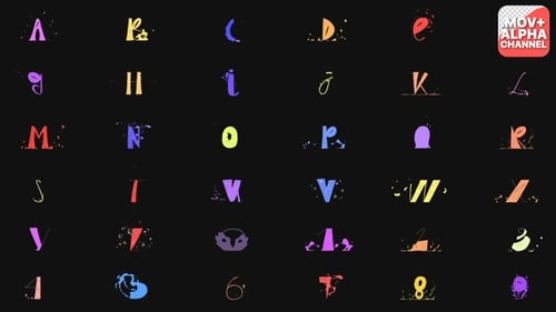 Animated Fluid Sketch Alphabet and Number Pack
