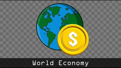 Global Economy Rotating Earth and Dollar Coin Animation