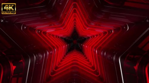 Glowing Red Neon Star Tunnel Infinite Loop Background