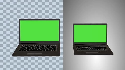 2 items Laptop Mockup green screen animation with Alpha