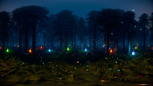 Lanterns in a magical forest 8k 360
