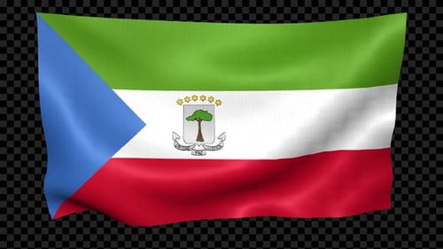 Equatorial Guinea Flag Waving with Realistic Fabric Texture