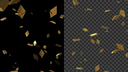 Golden Ethereum Symbol Flying Alpha Loop