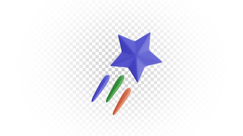 Colorful 3D Star with Trailing Lines
