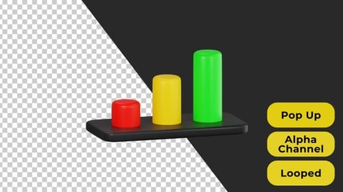 3D Pop Up Animation of Bar Chart | Productivity | Alpha Channel