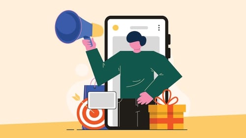 Digital Marketing Promotion via Mobile Phone Flat Animation