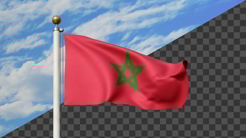 Realistic Waving Flag of Morocco Animation for Projects
