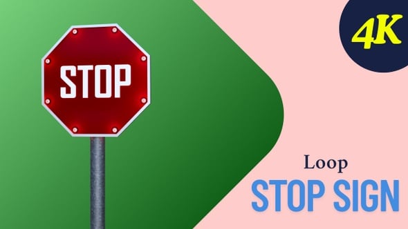 Illuminated Stop Sign with Flashing Red Lights, Backgrounds Motion ...