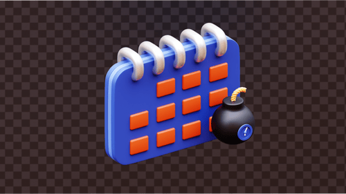 3D Calendar with Time Bomb Deadline Icon Animation