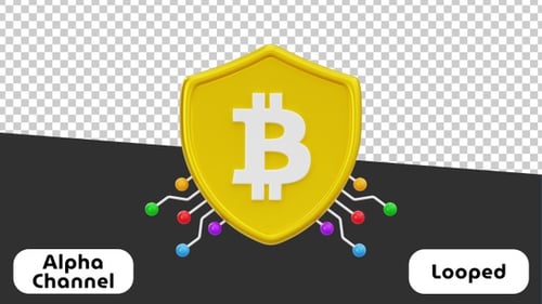 Bitcoin Security 3D Animated | Alpha Channel