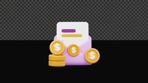3D Finance Mail Animation Alpha Channel