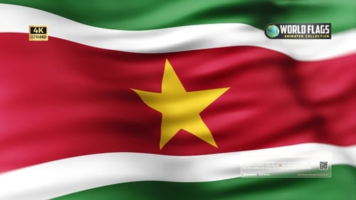 Realistic Waving Flag of Suriname Loop