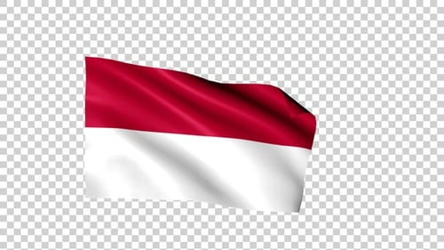Red and White Waving Flag Animation with Alpha