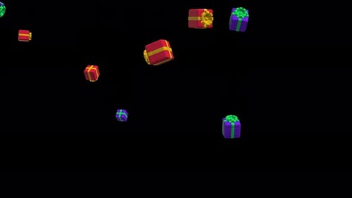 Animated Colorful Gift Boxes Falling Celebration Overlay