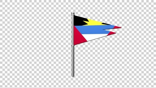Animated Antigua and Barbuda Flag Waving on a Pole
