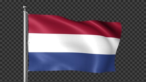Waving Netherlands Flag Animation with Alpha Channel