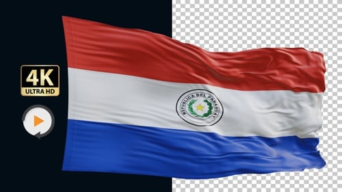 Realistic National Flag of Paraguay Waving Animation