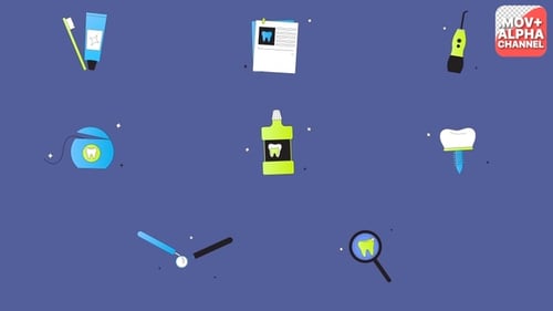 Animated Flat Design Dental Icons for Oral Care Content
