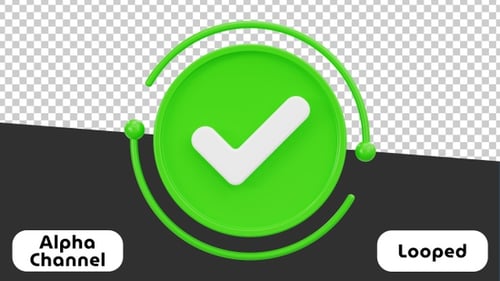 Check Mark 3D Animation – Task Completion and Confirmation Symbol Visual | Alpha Channel