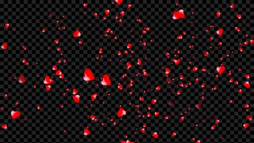 Glossy Red Hearts Floating Alpha Channel Overlay