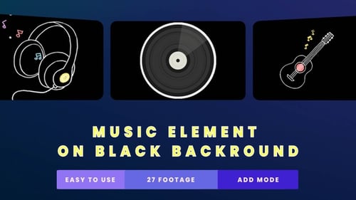 Creative Neon Music Elements Black Background