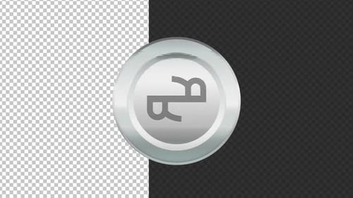 3D Metallic Silver Coin Spinning with Alpha Channel Loop
